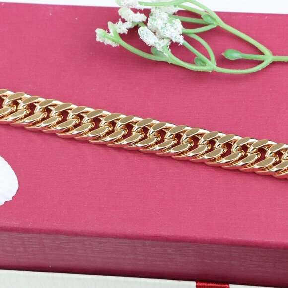 "Chunky Rose Gold Curb Chain Bracelet in Glossy Polished Finish, XPBL1159 - Picture 1 of 12